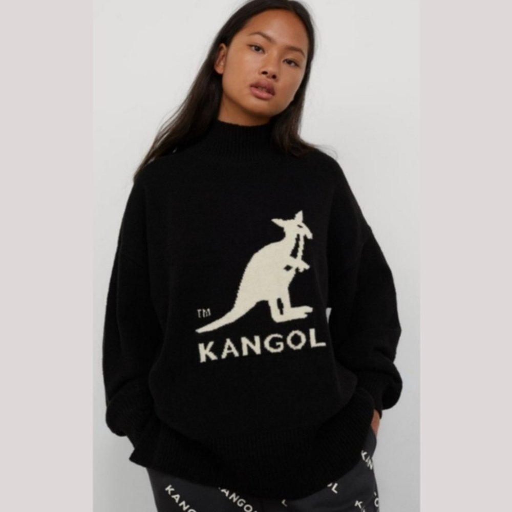Kangol x H&M Oversized Turtleneck Sweater - Black